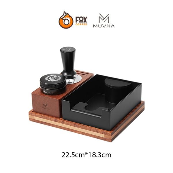 Hộp Đập Bã Cà Phê Espresso Đa Chức Năng Bằng Gỗ Đỏ Tự Nhiên MUVNA | Three-in-one Solid Wood Multifunctional Knock Box Tamping Base