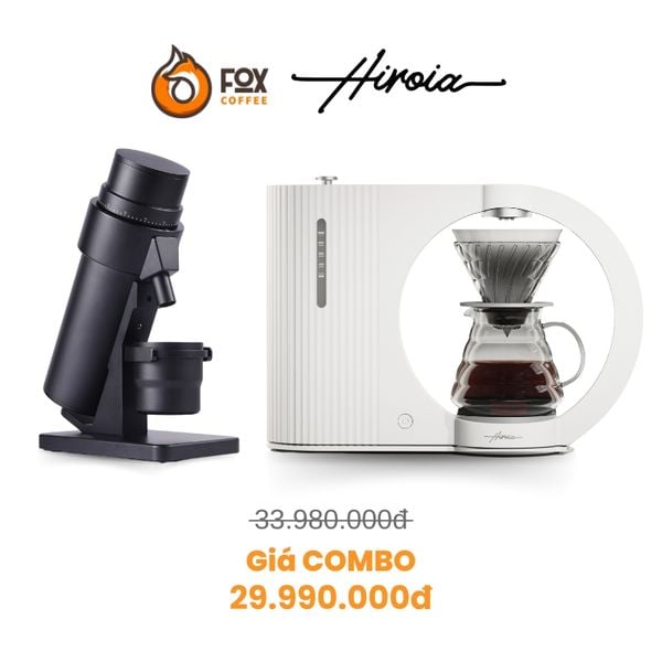 COMBO Máy Pha Cà Phê Pour Over Tự Động Hikaru và Máy Xay Cà Phê Edge Plus Đen | Black Electric Coffee Grinder & V60 Smart Brewer Hikaru