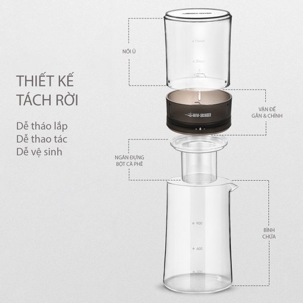 Bình Pha Cà Phê Lạnh Nhỏ Giọt Thủy Tinh Cao Cấp BARO 600ML MHW-3BOMBER | BARO ICE DRIPPER 600ML