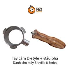 Tay Cầm Gỗ Và Đầu Pha Cà Phê Espresso Inox 54mm Dành Cho Máy Breville 8 Series  | Handle and Portafilter body 54mm