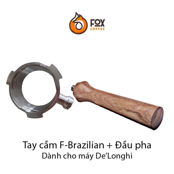 Tay Cầm Gỗ Và Đầu Pha Cà Phê Espresso Inox Dành Cho Máy De Longhi | Handle and Portafilter body 51mm