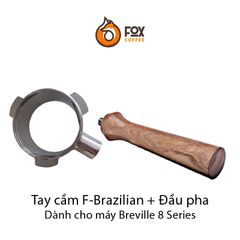 Tay Cầm Gỗ Và Đầu Pha Cà Phê Espresso Inox 54mm Dành Cho Máy Breville 8 Series  | Handle and Portafilter body 54mm