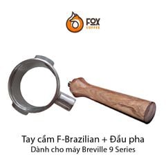 Tay Cầm Gỗ Và Đầu Pha Cà Phê Espresso Inox 58mm Dành Cho Máy La Marzoco, Simoneli, Breville 9 Series  | Handle and Portafilter body 58mm