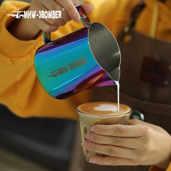 Ca Đánh Sữa Tạo Bọt Inox Cao Cấp Phiên Bản 5.0 Nhiều Màu MHW-3BOMBER 400ml - 500ml - 600ml | 5.0 MILK PITCHER