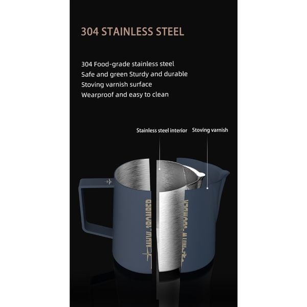 Ca Đánh Sữa Tạo Bọt Inox Cao Cấp Phiên Bản 5.0 Nhiều Màu MHW-3BOMBER 400ml - 500ml - 600ml | 5.0 MILK PITCHER