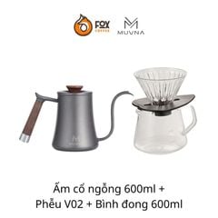 Combo Pha Cà Phê Pour Over Ấm Cổ Ngỗng, Phễu Nhựa, Bình Đong Cà Phê MUVNA | Combo Kettle, Dripper, Server for Pour Over Coffee