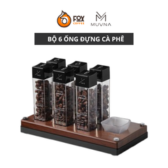 Bộ 6 Ống Đựng Hạt Cà Phê Khay Gỗ Cao Cấp MUVNA | Coffee Bean Tube Set