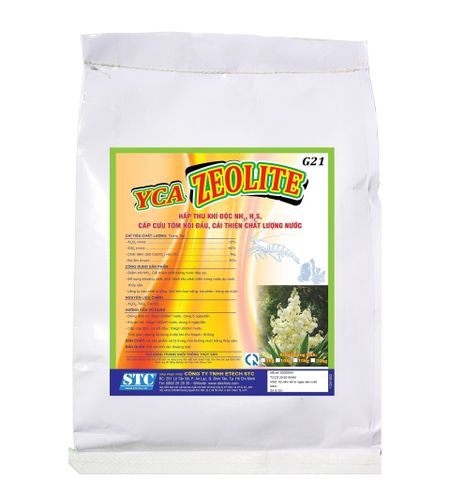 YCA ZEOLITE Hấp thu khí độc NH3, NO2, cấp cứu tôm nổi đầu, cải thiện chất lượng nước.