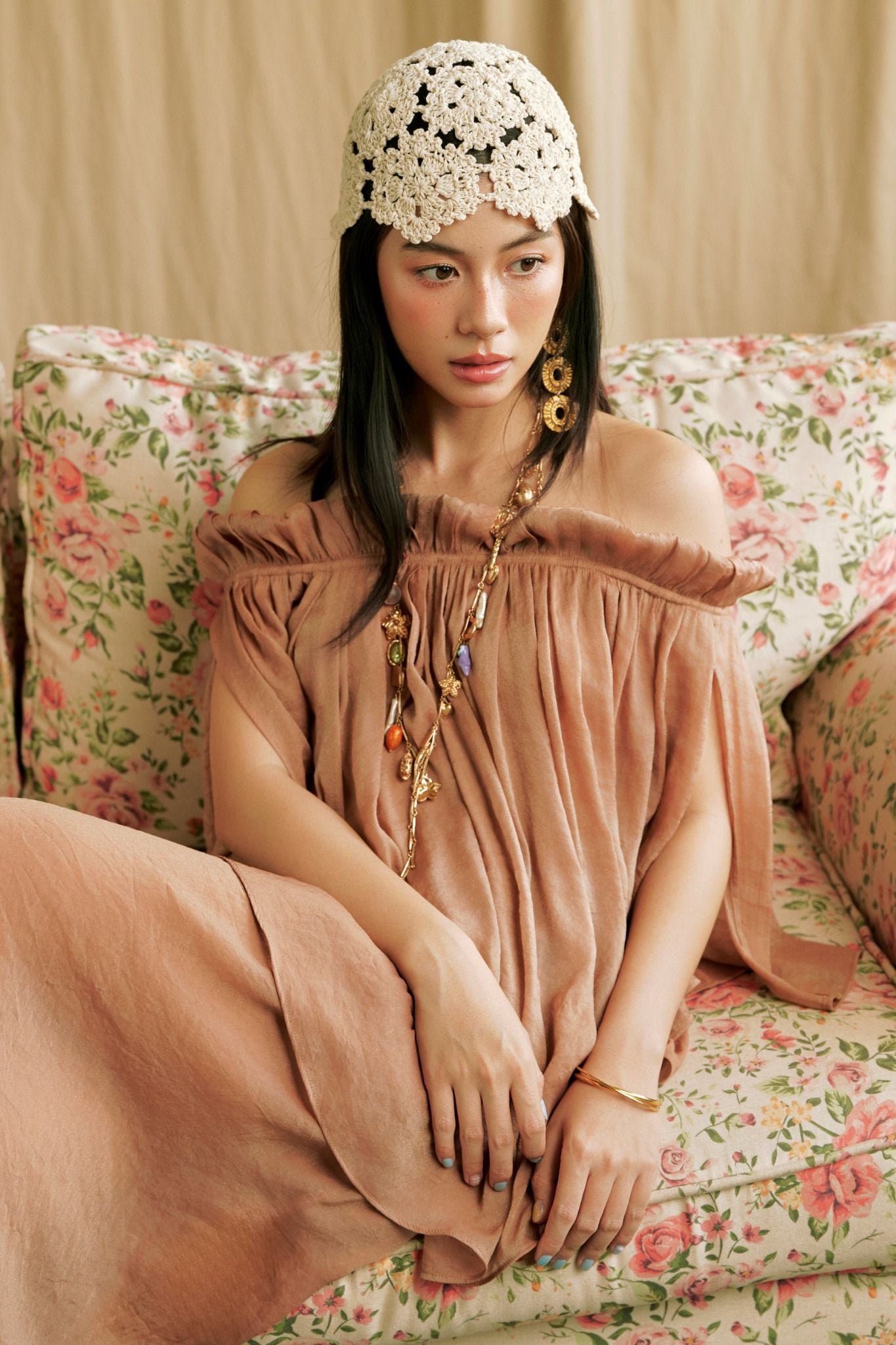 Moonlit Top | Áo Trễ Vai Xẻ Tay