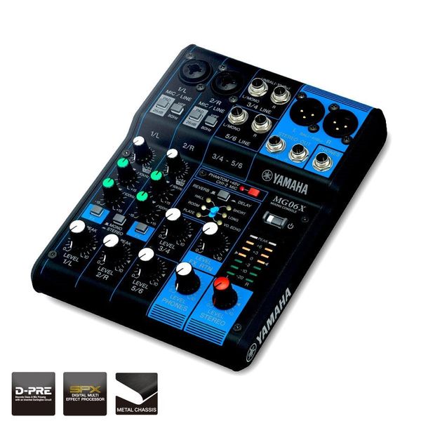 Bàn Mixer Yamaha MG06X, 6 kênh, Analog, thu âm, livestream