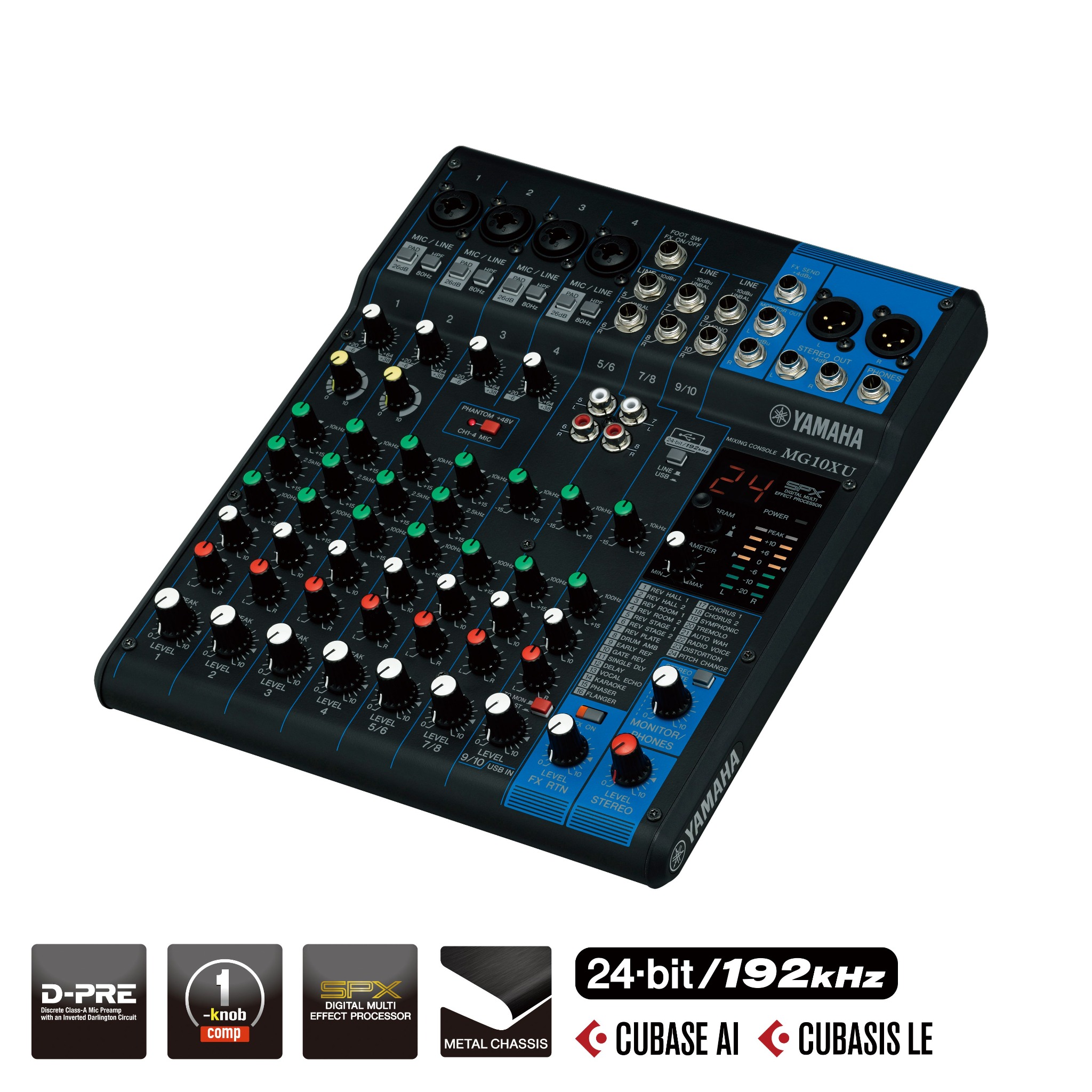 Bàn Mixer Yamaha MG10XU, 10 kênh, Analog, thu âm, livestream