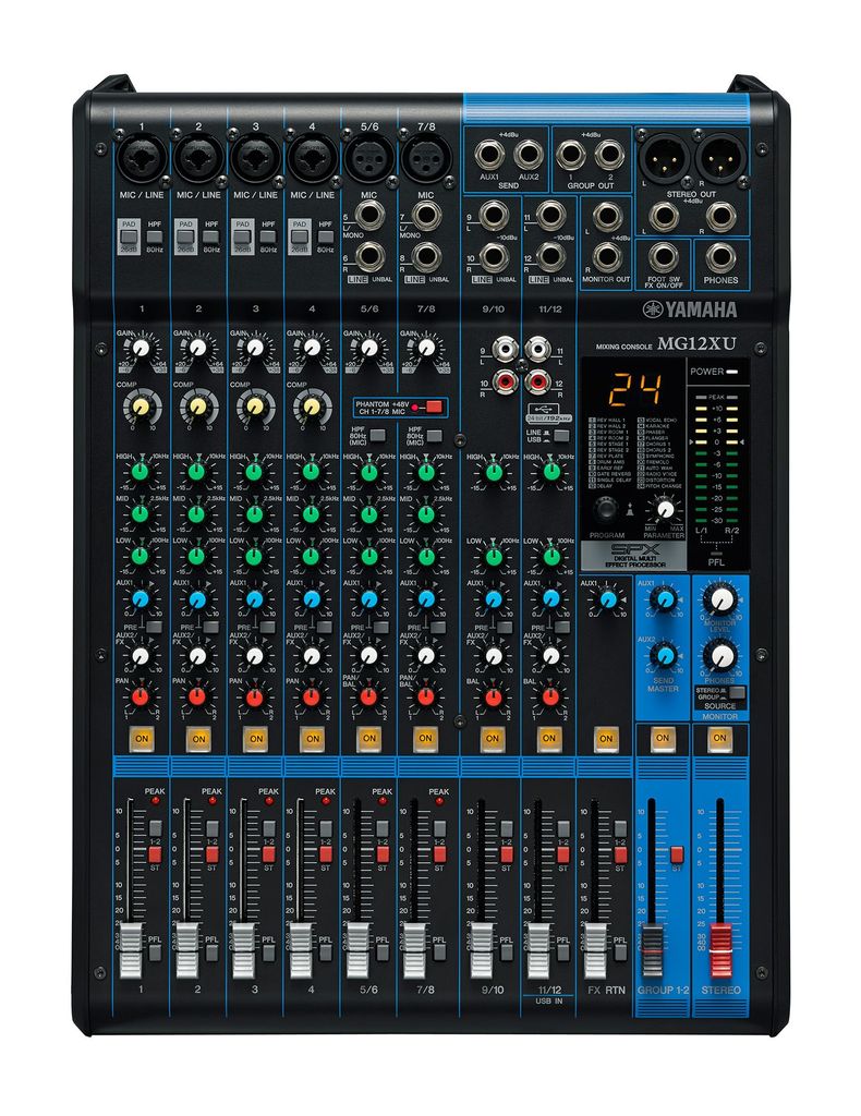 Bàn Mixer Yamaha MG12XU, 12 kênh, Analog, thu âm, livestream
