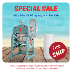 [Combo Sale]  Máy bào đá bằng tay  Phong Cách Nhật Bản + 4 Set Cốc