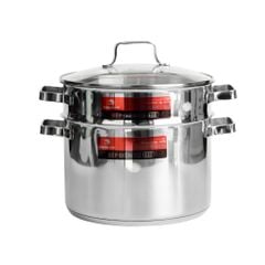 Bộ Xửng 3 Đáy Milan Nắp Kiếng 24cm HAPPYCOOK, ST24-MLG