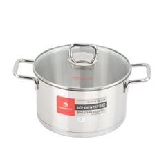 Nồi inox cao cấp 3 đáy nắp kiếng Novelty 18, 20, 24cm,  HAPPYCOOK