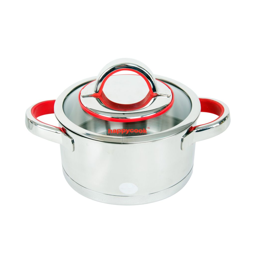 Nồi inox cao cấp 3 đáy nắp kiếng Aries 16cm, HAPPYCOOK, HC-16AR