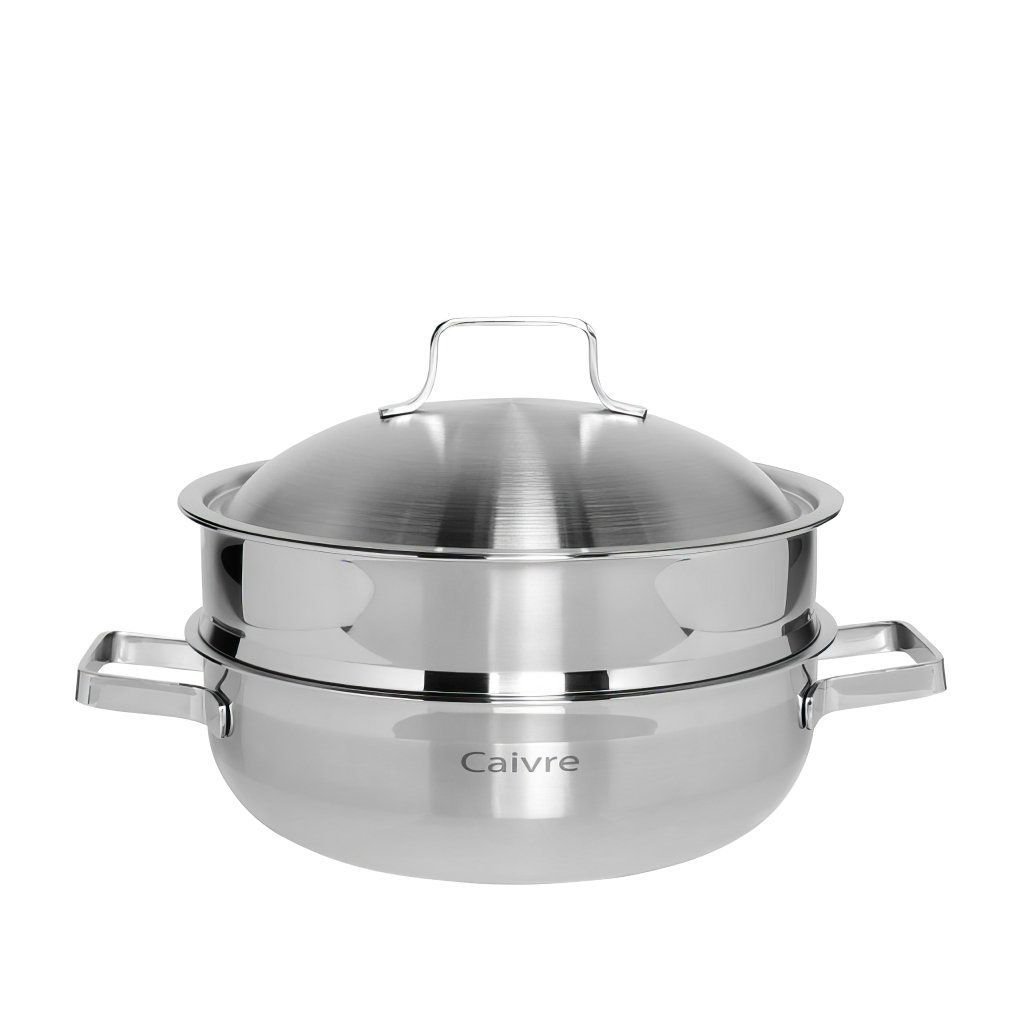 Nồi hấp 2 tầng Inox 3 lớp đáy liền Ccaremian 24cm, HAPPYCOOK