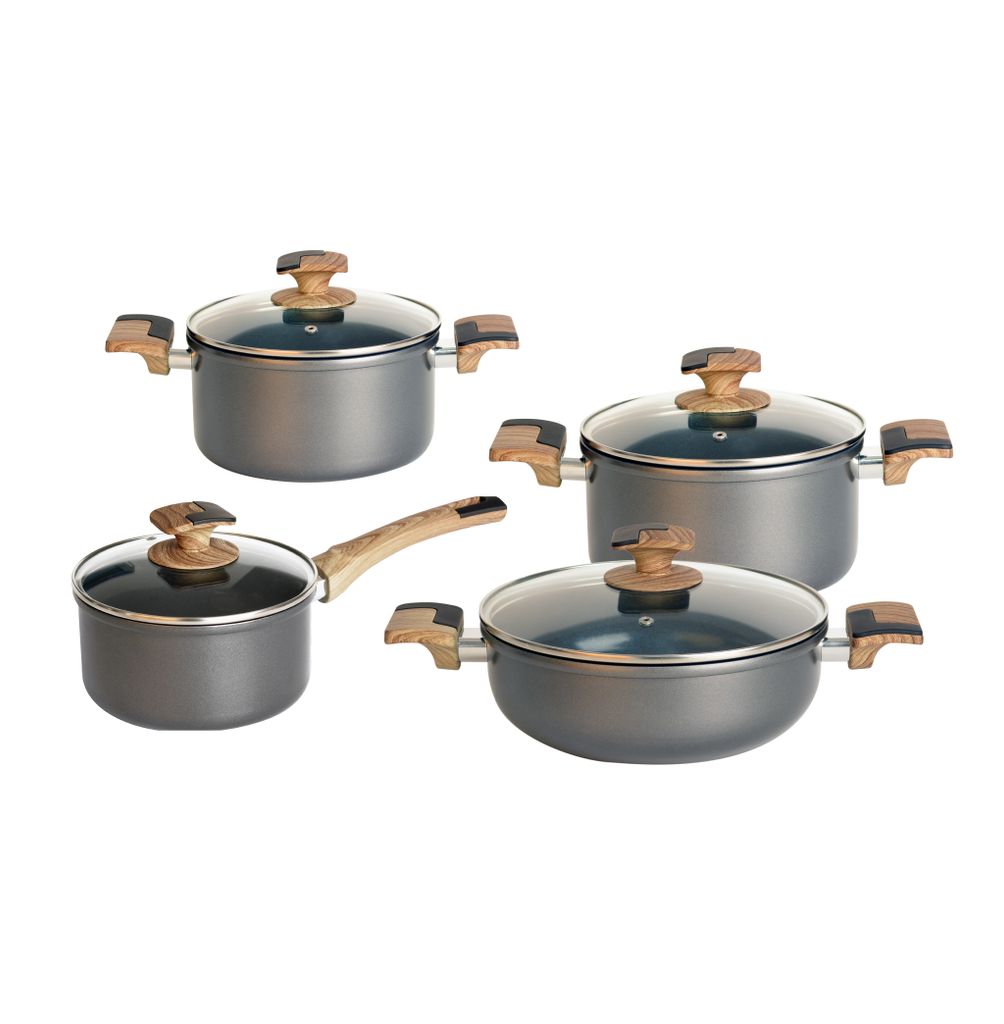 Bộ Nồi chống dính đáy từ men đá Galaxy HAPPYCOOK 18, 20, 24 cm