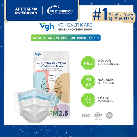  Khẩu trang y tế VG Medical Mask: Lọc bụi, ngừa vi khuẩn, bảo vệ tối ưu 
