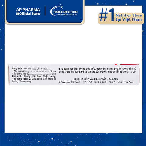  Thuốc Atorvastatin 20 mg là thuốc gì? Thành phần và lưu ý cách sử dụng 