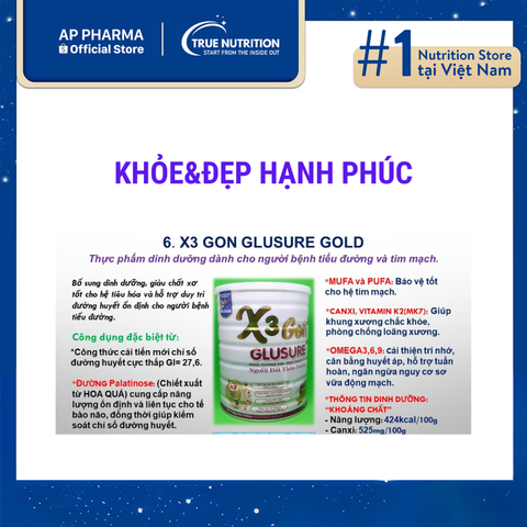  Sữa X3 Gon Glusure Gold: Dinh dưỡng tối ưu cho người tiểu đường 