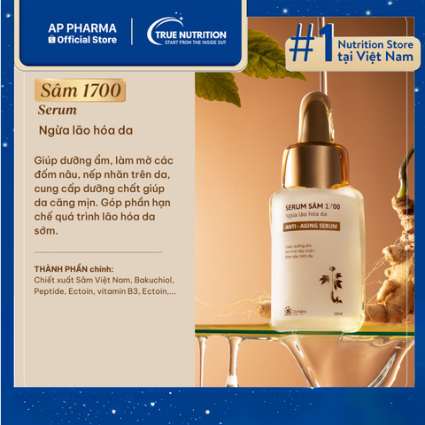  Serum Sâm 1700 Ngừa Lão Hóa Da: Chống Lão Hóa Hiệu Quả, Khôi Phục Độ Săn Chắc 