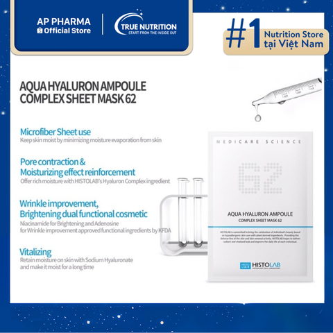 Aqua Hyaluron Ampoule Complex Sheet Mask 62 – Mặt nạ giấy dưỡng ẩm 