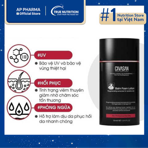  Civasan Balm Foam Lotion SPF 35: Kem Chống Nắng và  Phục Hồi Da 