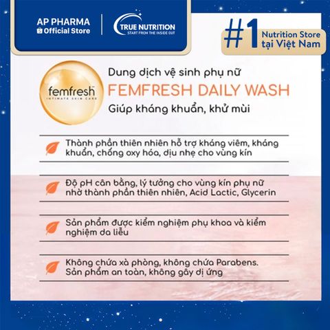  Dung Dịch Vệ Sinh Femfresh Daily Wash: Giải Pháp Ngăn Mùi, Kháng Khuẩn Từ Thiên Nhiên 