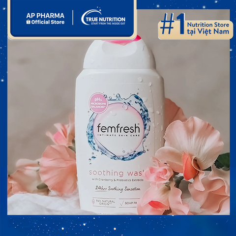  Dung dịch vệ sinh phụ nữ Femfresh Hồng Soothing Wash 250ml: Làm sạch, bảo vệ và chăm sóc vùng kín 