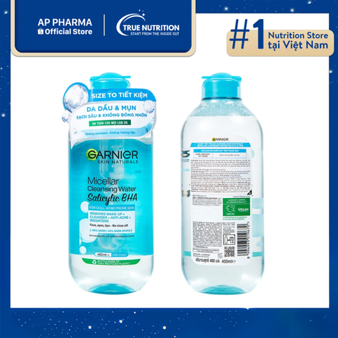  Garnier Skin Naturals Micellar Cleansing Water Salicylic BHA - Nước tẩy trang 