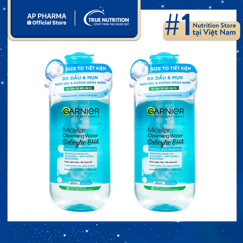  Garnier Skin Naturals Micellar Cleansing Water Salicylic BHA - Nước tẩy trang 