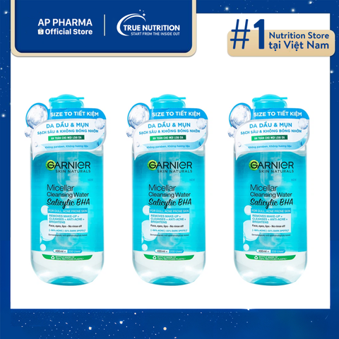  Garnier Skin Naturals Micellar Cleansing Water Salicylic BHA - Nước tẩy trang 