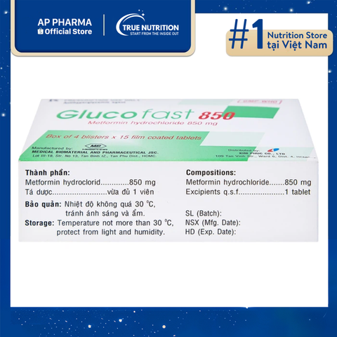  Thuốc Glucofast 850mg: Công dụng, Liều dùng, Lưu ý và Thông tin quan trọng 