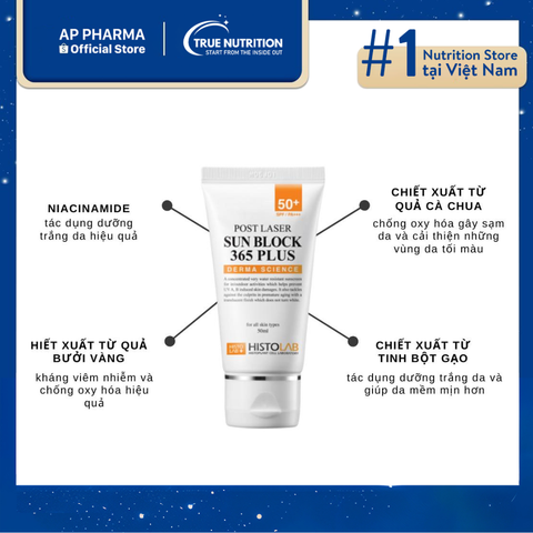  Histolab Sun Block 365 Plus SPF50 – Kem chống nắng bảo vệ làn da 