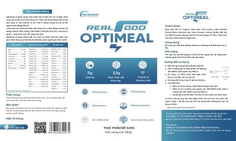 Sản phẩm thực phẩm bổ sung Optimeal Thức Uống Dinh Dưỡng Giàu Chất Xơ, Bổ Sung Protein Thực Vật Phân Lập