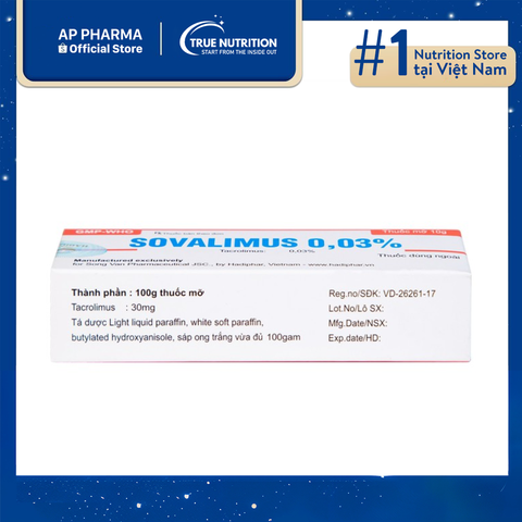  Thuốc mỡ Sovalimus 0.03% là thuốc gì? Công dụng, có corticoid không 