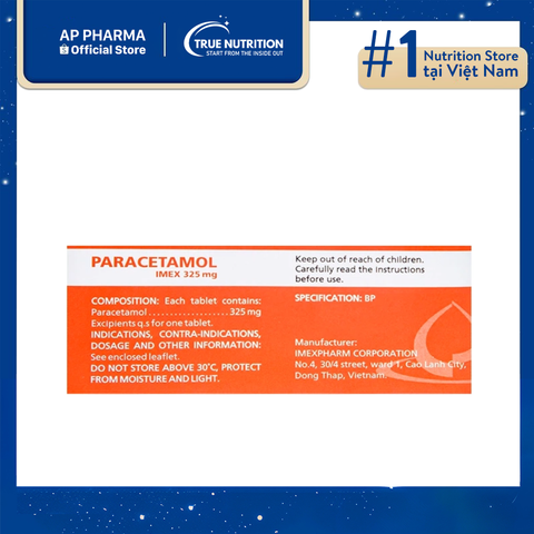  Thuốc PARACETAMOL IMEX 500mg là thuốc gì? Trị bệnh gì? 