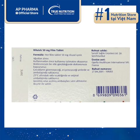  Thuốc Rilutek 50mg Mua Ở Đâu? Giá Bao Nhiêu? Thành Phần, Chỉ Định Dùng 