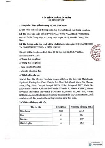  Sản phẩm thực phẩm bổ sung Vigor GluControl Hộp 900g Enzogenol, Tảo spirulina 