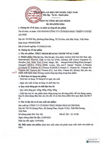 Sản phẩm thực phẩm bổ sung Vigor Vital Care Hộp 900g - Bổ Sung Dinh Dưỡng Người Mới Ốm Dậy