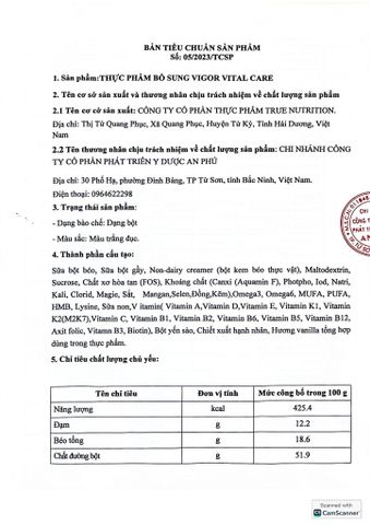  Sản phẩm thực phẩm bổ sung Vigor Vital Care Hộp 900g - Bổ Sung Dinh Dưỡng Người Mới Ốm Dậy 