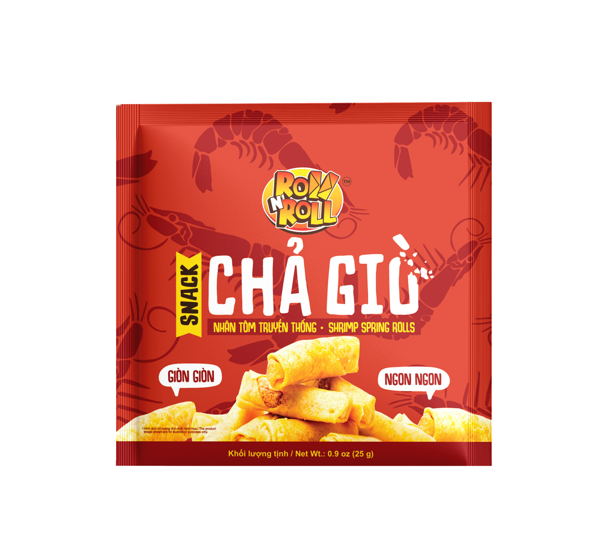  SNACK CHẢ GIÒ ROLL N' ROLL NHÂN TÔM MINI 25G 