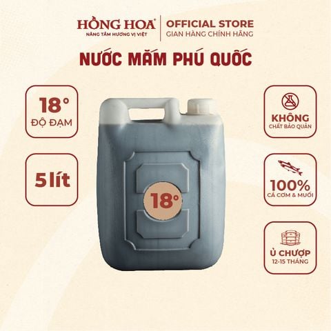  Can 5lit Nước Mắm Phú Quốc Hồng Hoa 18 độ đạm 