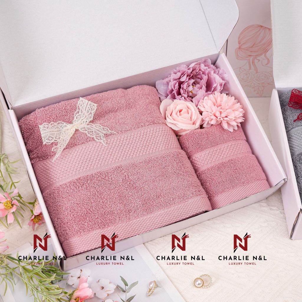 Set 2 khăn quà tặng Charlie- Lavie En Rose 01