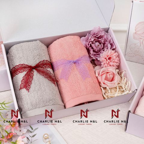 Set 2 khăn quà tặng Charlie- Lavie En Rose 02