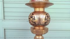 Phụ Kiện Đúc Thủ Công Đèn Thờ 45 Đồng Đỏ Ám Hoa Văn