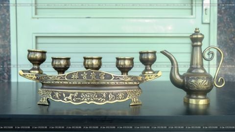 Phụ Kiện Đồng Vàng - Màu Giả Cổ - Ấm Rượu 20