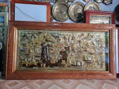 Tranh Cội Nguồn Quê Hương Kích Thước 170 x 90- Đồng Vàng, Dát Vàng - Khung Gỗ Sồi Nga