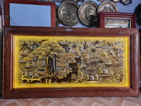 Tranh Cội Nguồn Quê Hương Kích Thước 170 x 90- Đồng Vàng, Dát Vàng - Khung Gỗ Sồi Nga
